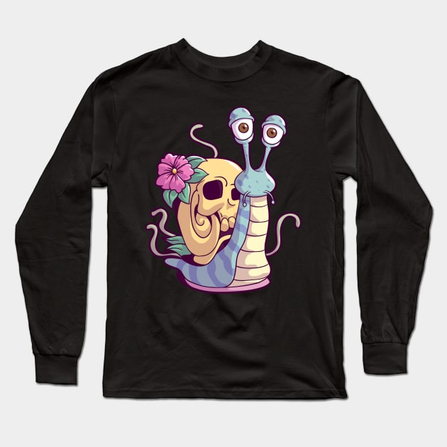 Creepy Snail Skull Pastel Goth Cute Creepy Snail Skull Kawaii Menhera Emo Long Sleeve T-Shirt by Blink_Imprints10